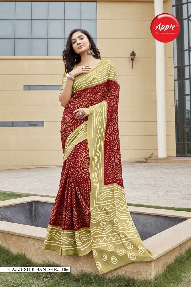 Gajji Silk Bandhej By Apple Bandhani Printed Sarees Wholesale Shop In Surat